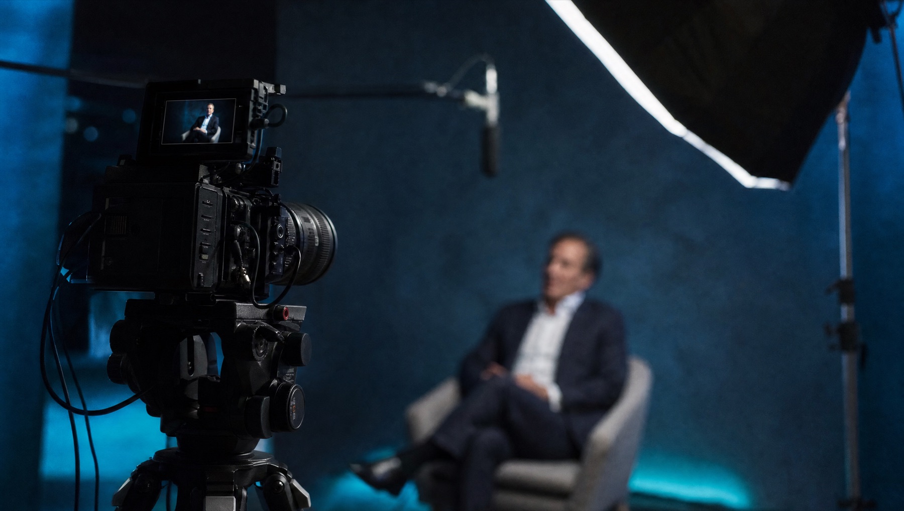 Cinema camera set up for a premium corporate executive interview